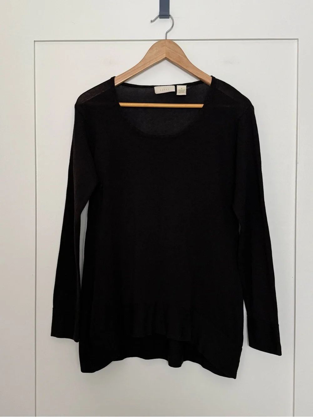 Vintage J Jill Top Womens Sz S Black Scoop Neck Long Sleeve Classic Mature